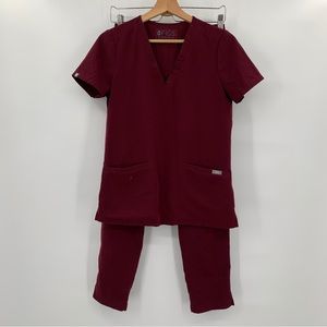 FIGS Maroon Red Top And Bottom Scrub Set Size XS